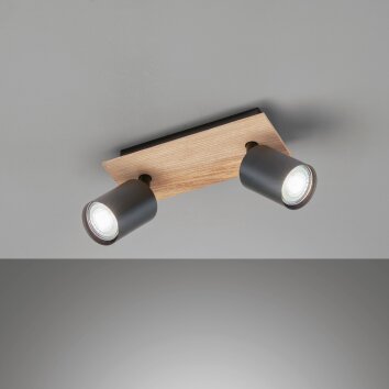 Fischer & Honsel Holton Ceiling Light LED Wood like finish, black, 2-light sources