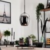 Vevino Pendant Light glass 20 cm chrome, Smoke-coloured, 1-light source