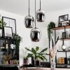 Vevino Pendant Light glass 20cm chrome, Smoke-coloured, 3-light sources