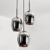 Vevino Pendant Light glass 20cm chrome, Smoke-coloured, 3-light sources