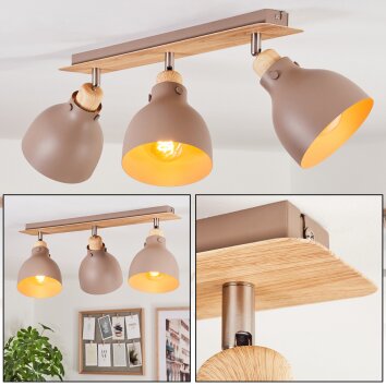 Brunnen Ceiling Light brown, Wood like finish, Taupe, 3-light sources