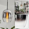 Vevino Pendant Light glass 20cm chrome, clear, Smoke-coloured, 1-light source