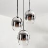 Vevino Pendant Light glass 20cm chrome, clear, Smoke-coloured, 3-light sources