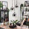 Vevino Pendant Light glass 20cm chrome, clear, Smoke-coloured, 3-light sources