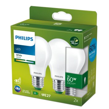 Philips set of 2 E27 LED 4 Watt 3000 Kelvin 840 Lumen