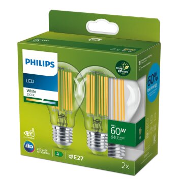 Philips set of 2 E27 LED 4 watt 3000 Kelvin 840 lumen