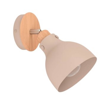 Eglo ARRECIFE Wall Light Wood like finish, matt nickel, 1-light source