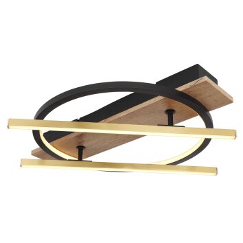 Globo BEATRIX Ceiling Light LED Wood like finish, black, 2-light sources
