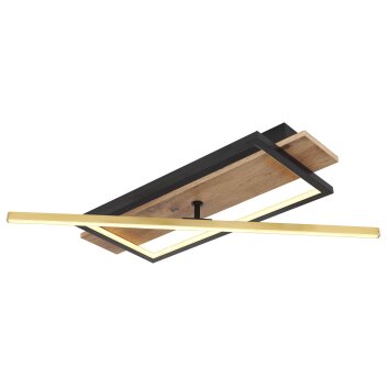 Globo BEATRIX Ceiling Light LED Wood like finish, black, 2-light sources