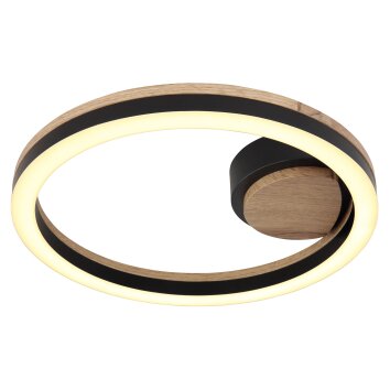 Globo BEATRIX Ceiling Light LED Wood like finish, black, 1-light source