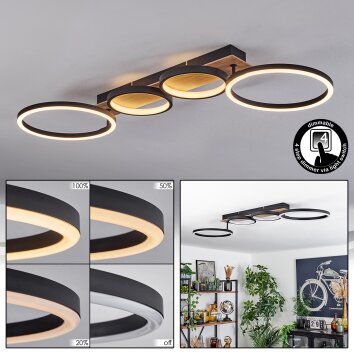 Avelal Ceiling Light LED brown, Wood like finish, black, 1-light source