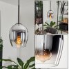 Vevino Pendant Light glass 15cm chrome, clear, Smoke-coloured, 1-light source
