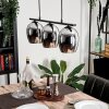 Vevino Pendant Light glass 15cm chrome, Smoke-coloured, 3-light sources