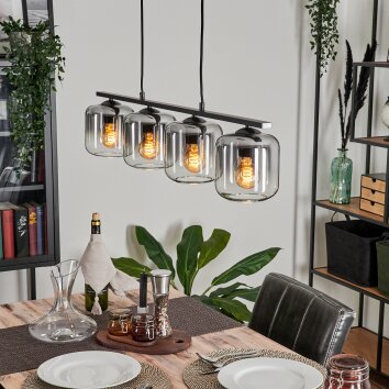 Lauden Pendant Light glass 15cm clear, Smoke-coloured, 4-light sources