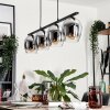 Vevino Pendant Light glass 15cm chrome, clear, Smoke-coloured, 4-light sources