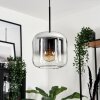 Lauden Pendant Light glass 20cm chrome, clear, Smoke-coloured, 1-light source