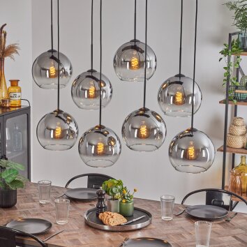 KOYOTO Pendant Light - glass clear, Smoke-coloured, 8-light sources