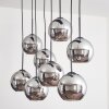 KOYOTO Pendant Light - glass chrome, Smoke-coloured, 8-light sources