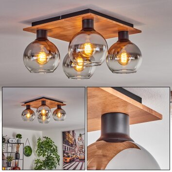 KOYOTO Ceiling Light - glass Ecru, black, 4-light sources
