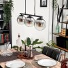 GASTOR Pendant Light - glass chrome, clear, Smoke-coloured, 3-light sources