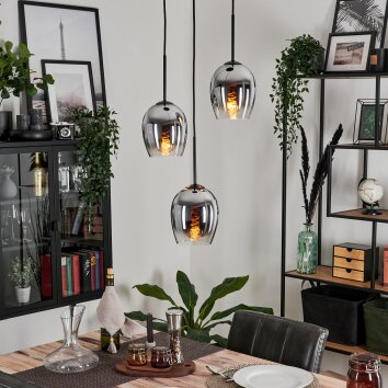 VEVINO Pendant Light - glass chrome, clear, Smoke-coloured, 3-light sources