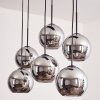 KOYOTO Pendant Light - glass chrome, Smoke-coloured, 6-light sources