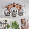KOYOTO Ceiling Light - glass Ecru, black, 4-light sources