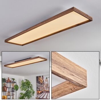 LONGVIC Ceiling Light LED Wood like finish, black, 1-light source
