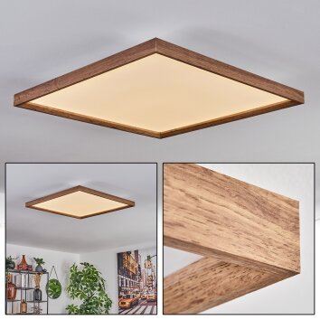 LONGVIC Ceiling Light LED brown, Wood like finish, black, 1-light source