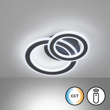 Fischer & Honsel ELVAS Ceiling Light LED black, 1-light source, Remote control