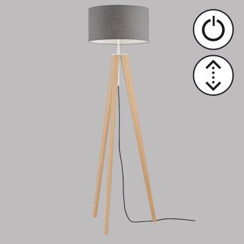 Fischer & Honsel SHINE-WOOD Floor Lamp brown, matt nickel, 3-light sources