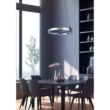 Trio THOMPSON Pendant Light LED brushed aluminium, 1-light source, Remote control, Colour changer