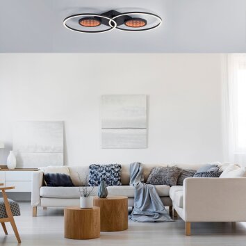 Leuchten-Direkt TUNEL Ceiling Light LED black, 1-light source, Remote control, Colour changer