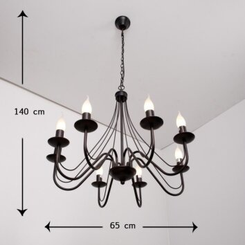 Lucide Corona chandelier rust-coloured, black, 8-light sources