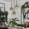 GASTOR Pendant Light - glass chrome, clear, Smoke-coloured, 3-light sources