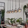 GASTOR Pendant Light - glass chrome, clear, Smoke-coloured, 5-light sources