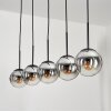 GASTOR Pendant Light - glass chrome, clear, Smoke-coloured, 5-light sources