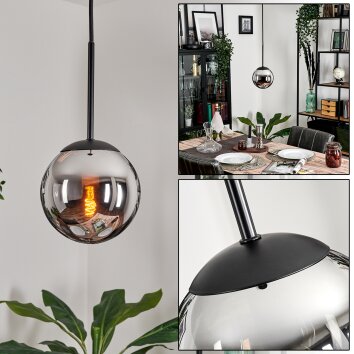 GASTOR Pendant Light - glass chrome, Smoke-coloured, 1-light source