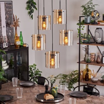 PARANE Pendant Light - glass Amber, 5-light sources