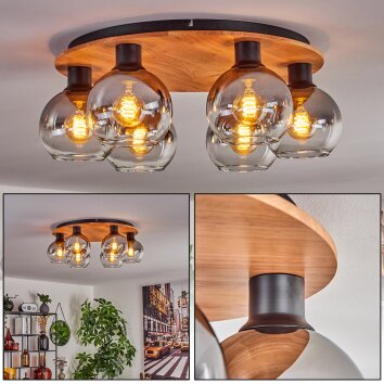 KOYOTO Ceiling Light - glass Ecru, black, 6-light sources