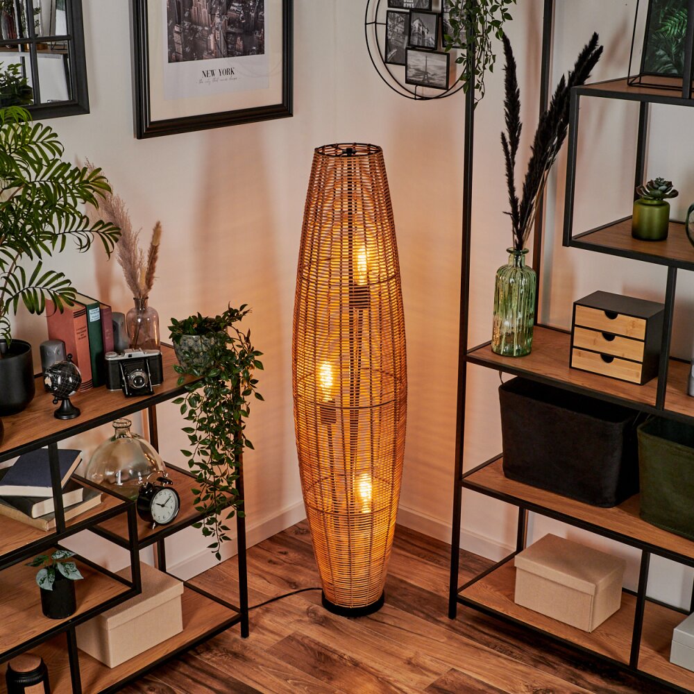 Mulstrand Floor Lamp, Modern Floor Lamp Made Of Metal/Rattan In Black - View #2