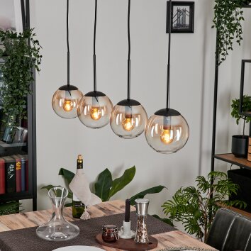GASTOR Pendant Light - glass Amber, clear, 4-light sources