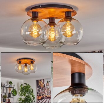 KOYOTO Ceiling Light - glass Ecru, black, 3-light sources