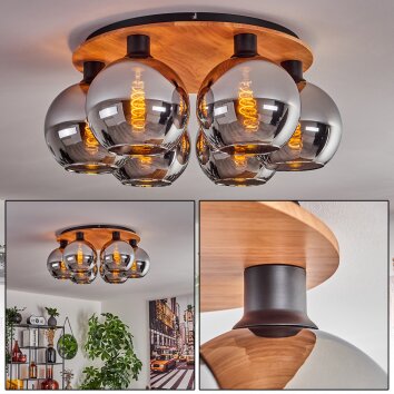 KOYOTO Ceiling Light - glass Ecru, black, 6-light sources