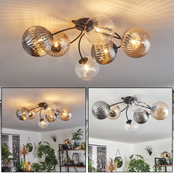 CHEHALIS Ceiling Light Amber, clear, Smoke-coloured, 6-light sources