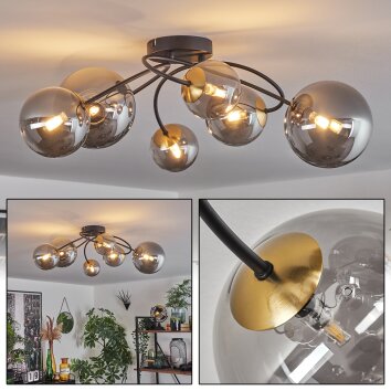 CHEHALIS Ceiling Light - glass gold, black, 6-light sources