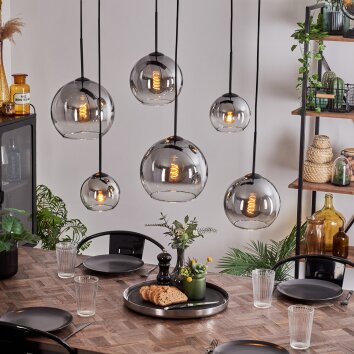 KOYOTO Pendant Light - glass clear, Smoke-coloured, 6-light sources