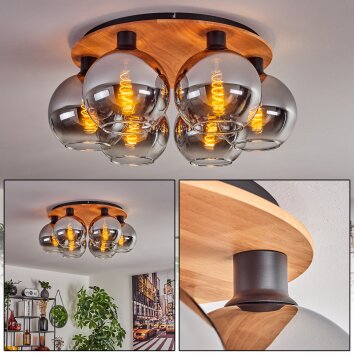 KOYOTO Ceiling Light - glass Ecru, black, 6-light sources