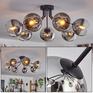 KOYOTO Ceiling Light - glass chrome, clear, Smoke-coloured, 7-light sources