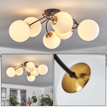 CHEHALIS Ceiling Light - glass gold, black, 6-light sources